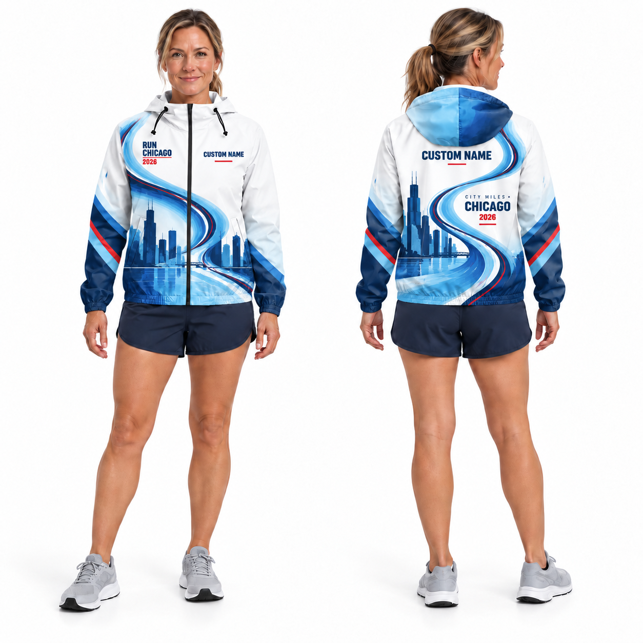 Custom Name Chicago River Motion Running Windbreaker Jacket