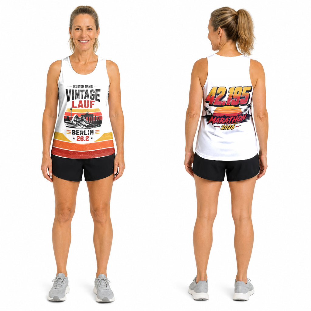 Retro Sonnenuntergang Berlin Wettkampftag Lauf-Tanktop