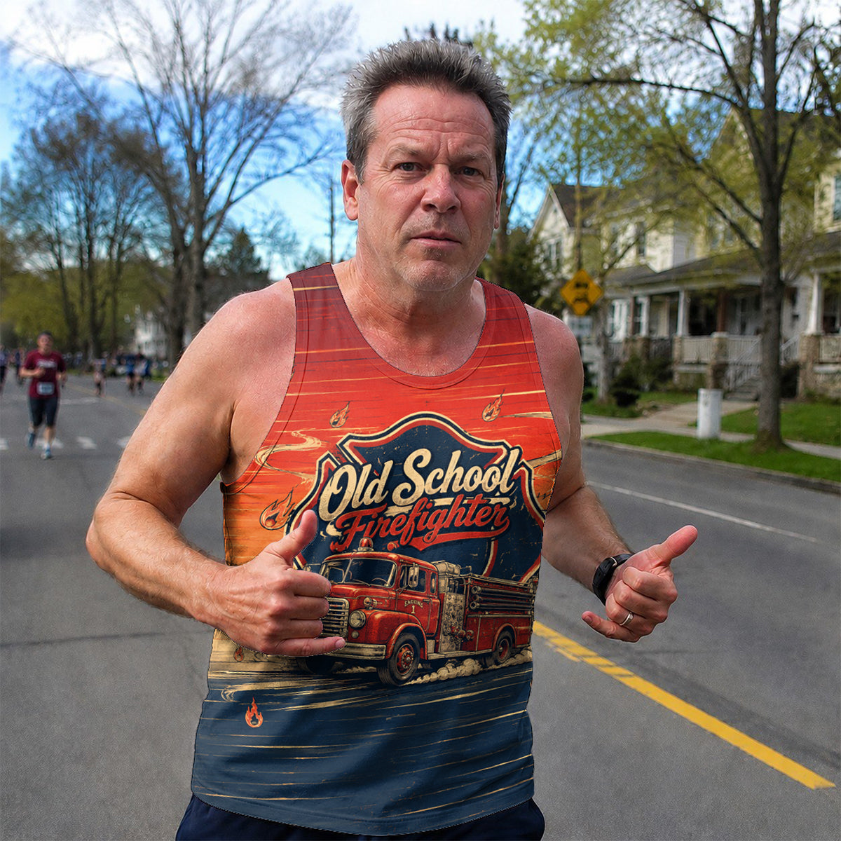 Men's Running Tank Top Firefighter Old School Firefighter Running Singlet V2