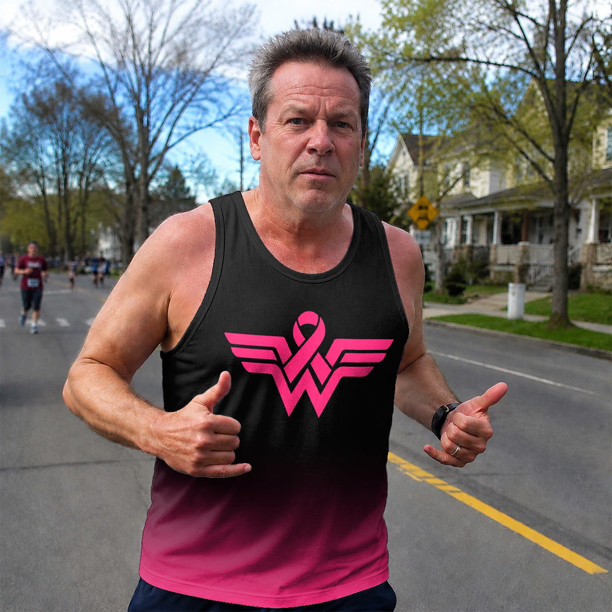 Cancer Fighter Running Tank Top Pink Ribbon Running Singlet for Men and Women