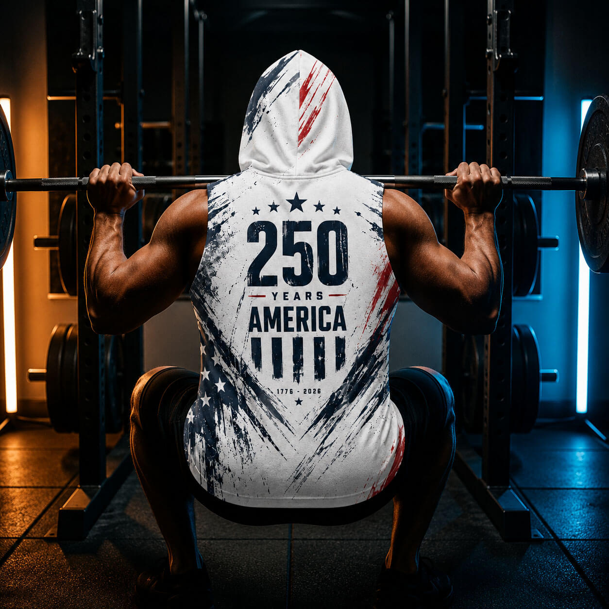 USA 250 Men's Workout Hooded Tank Top