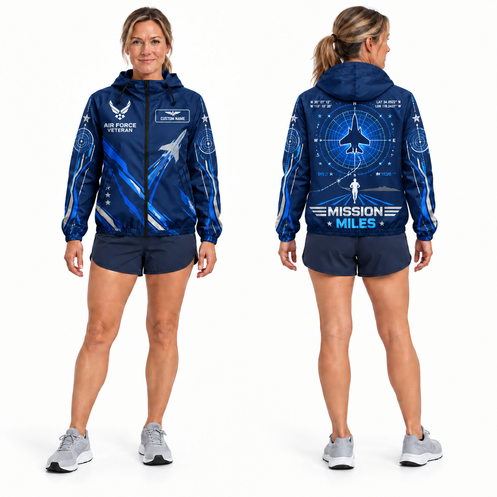 Custom Name Air Force Mission Miles Running Windbreaker Jacket