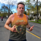Funny Running Tank Top I Hate Running BBQ Grill Runner Tech Singlet