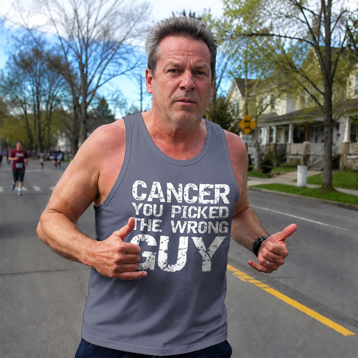 Cancer Fighter Running Tank Top Wrong Guy Running Singlet for Men