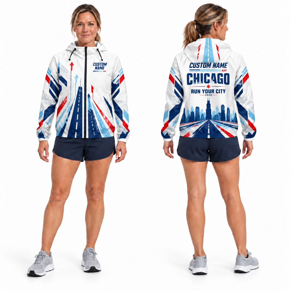Custom Name Chicago Street Pace Running Windbreaker Jacket