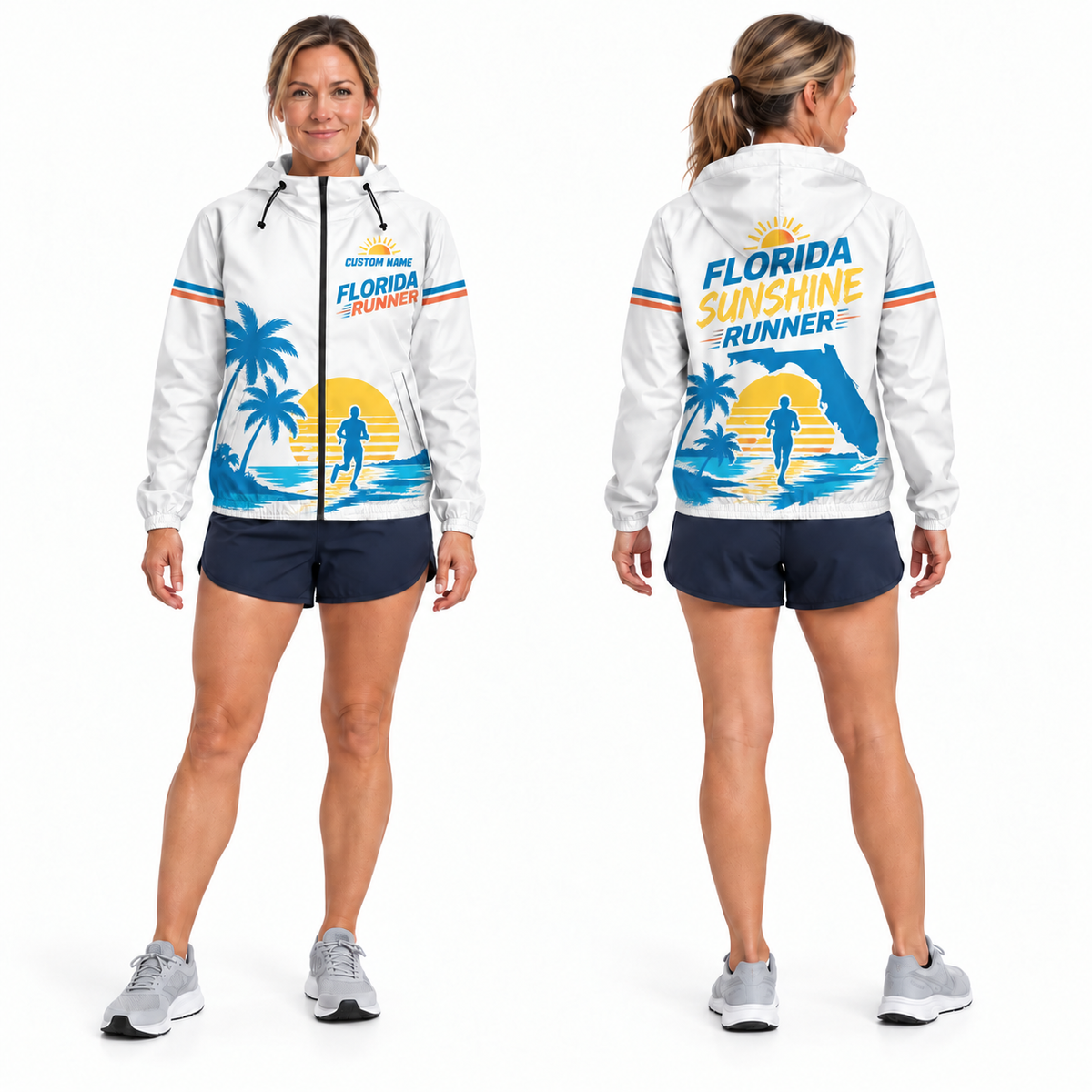 Custom Name Florida Sunshine Runner Florida Running Windbreaker Jacket