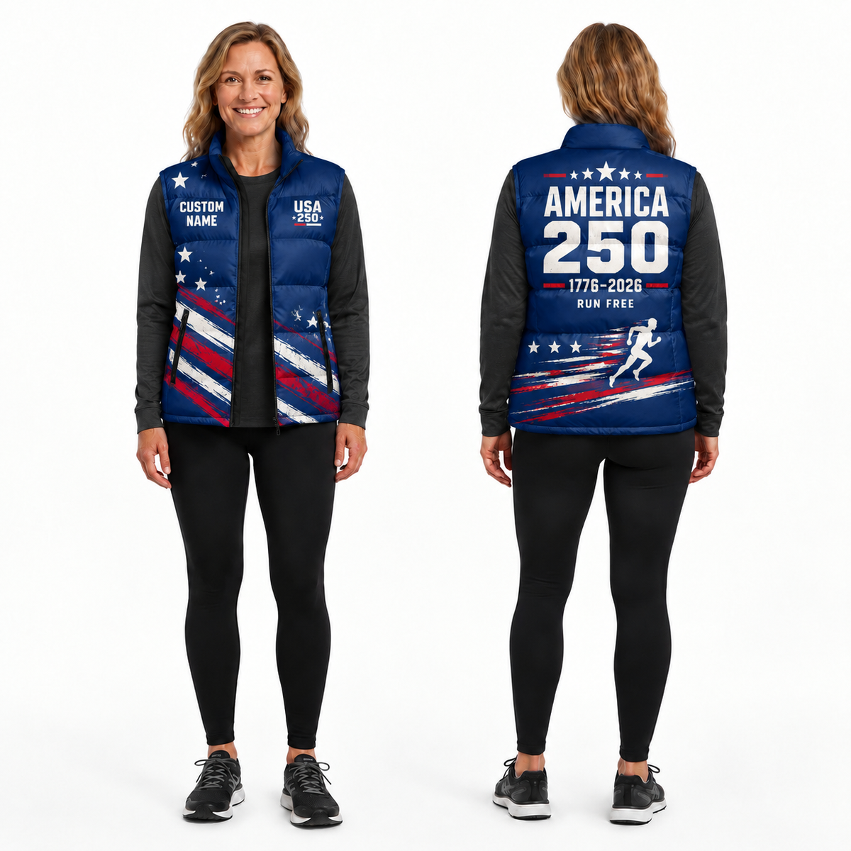 USA 250 Freedom Run Sleeveless Running Puffer Jacket
