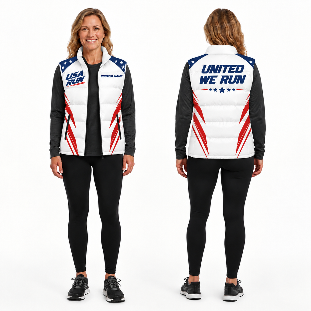 American Flag Racer Sleeveless Running Puffer Jacket