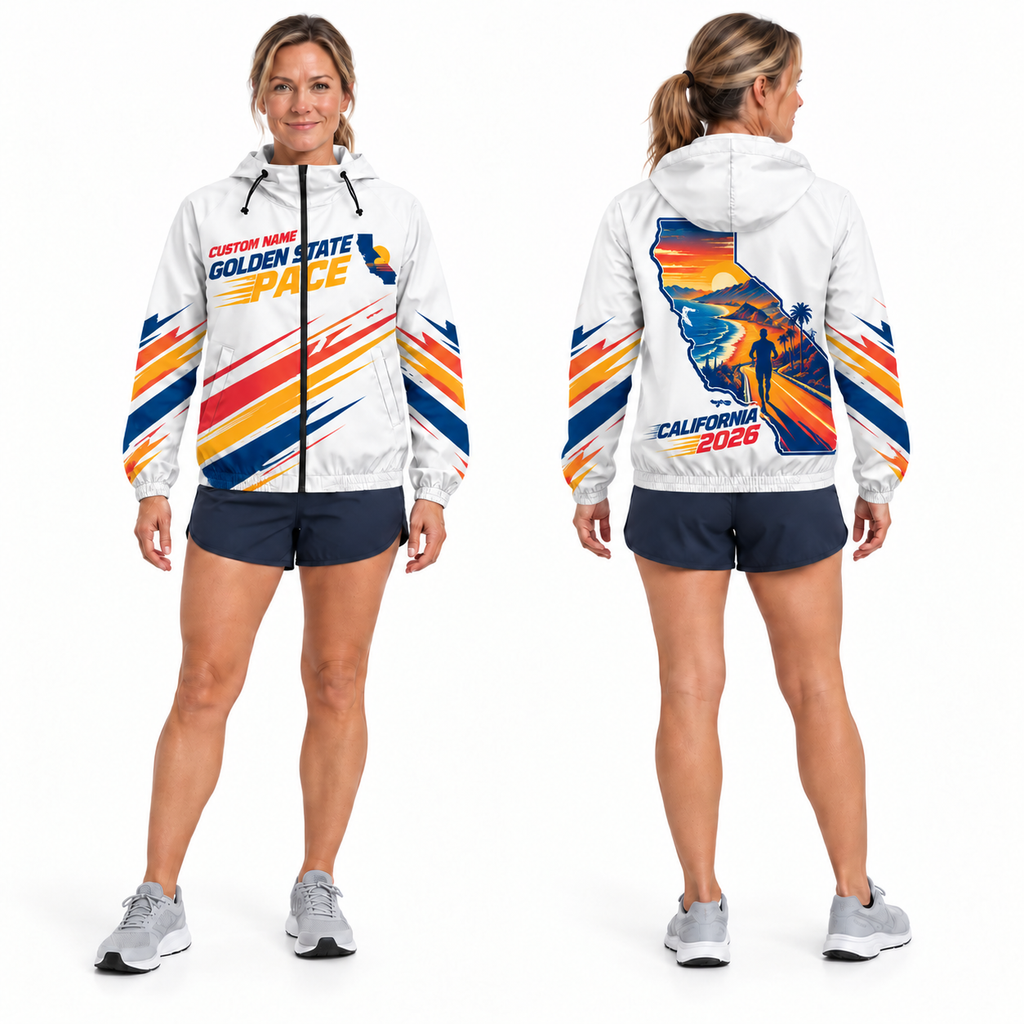 Custom Name Golden State Pace Running Windbreaker Jacket