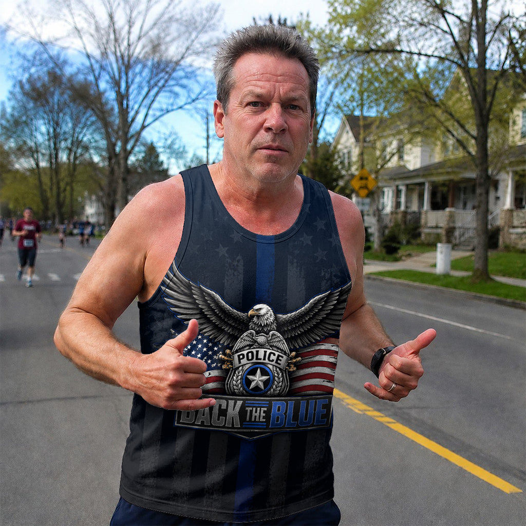 Men's Running Tank Top Police Back The Blue Eagle Running Singlet