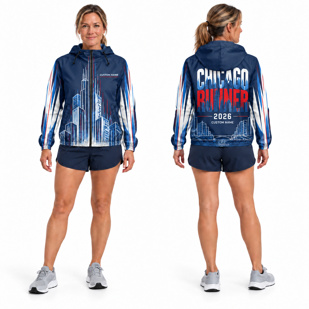 Custom Name Chicago Architecture Runner Running Windbreaker Jacket