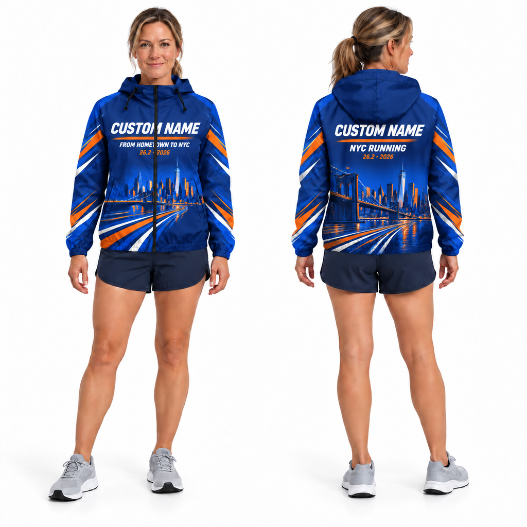 Custom Name From Hometown To NYC 26.2 Running Windbreaker Jacket
