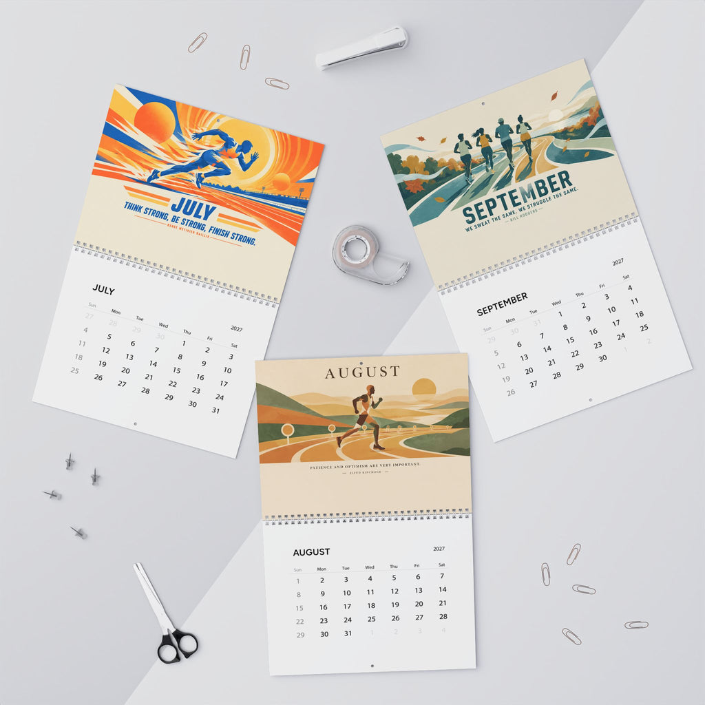 Modern Abstract Sports Art Motivational Quote Running Wall Calendar