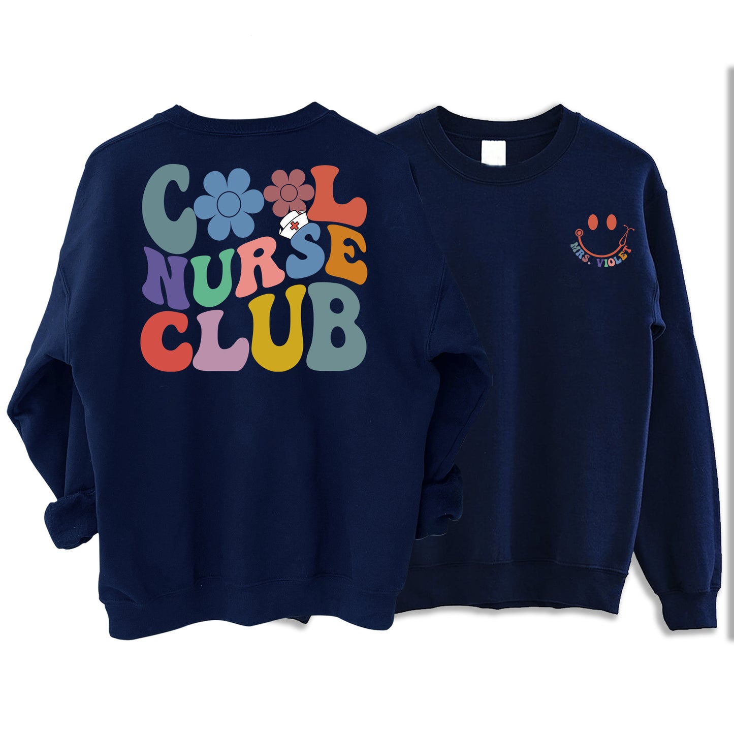 Personalized Cool Nurse Club Sweatshirt - Registered Nurse Sweatshirt With Name, RN Sweatshirt, Nurse Custom Shirt