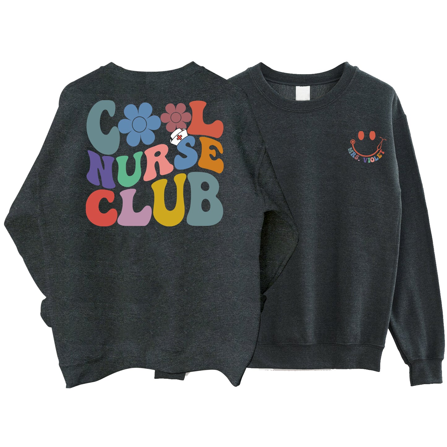Personalized Cool Nurse Club Sweatshirt - Registered Nurse Sweatshirt With Name, RN Sweatshirt, Nurse Custom Shirt