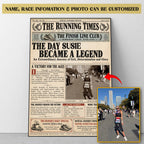 Personalized Vintage Newspaper Marathon Runner Poster