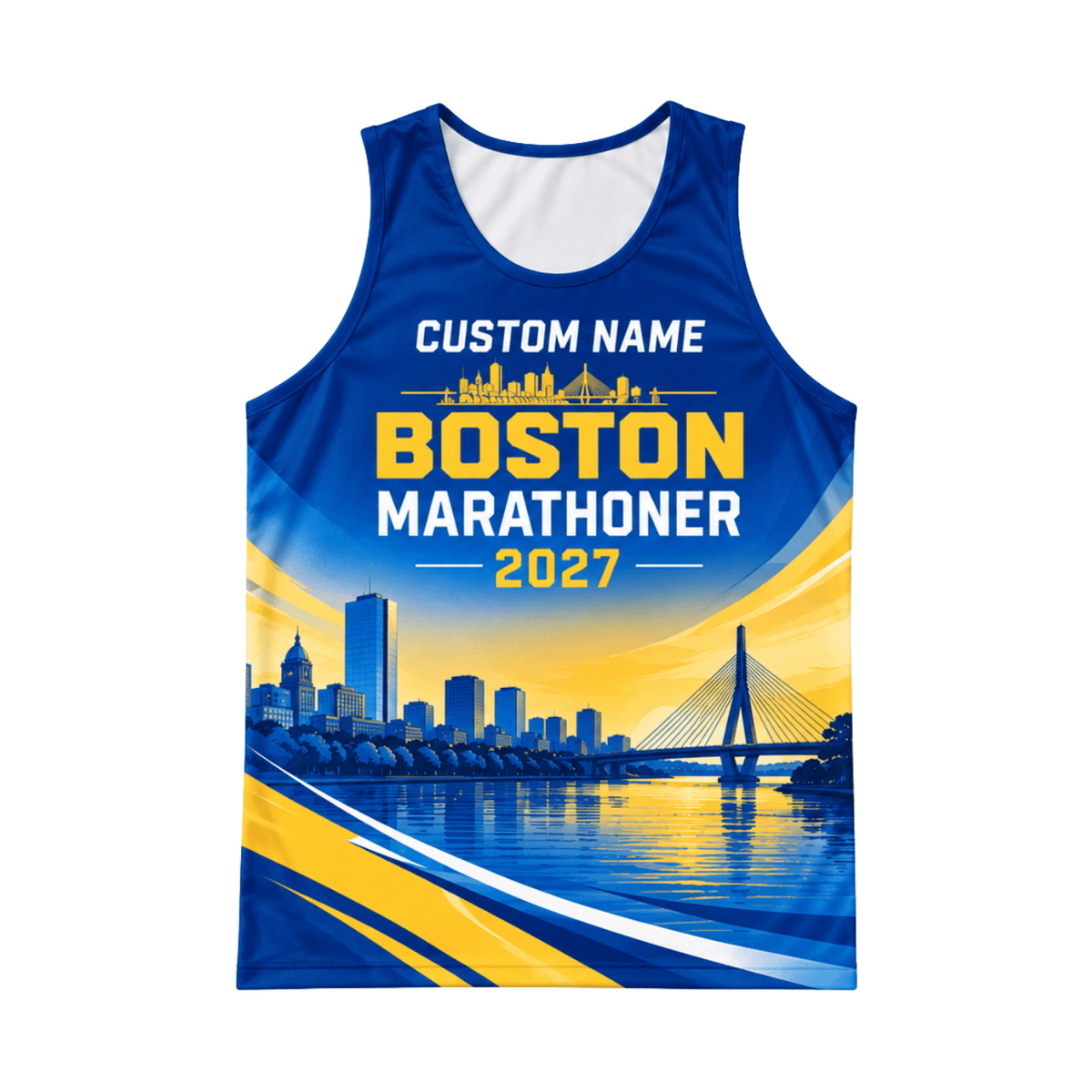 Add Name Boston Sunset 2027 Running Singlet Unisex Marathon Tank Top