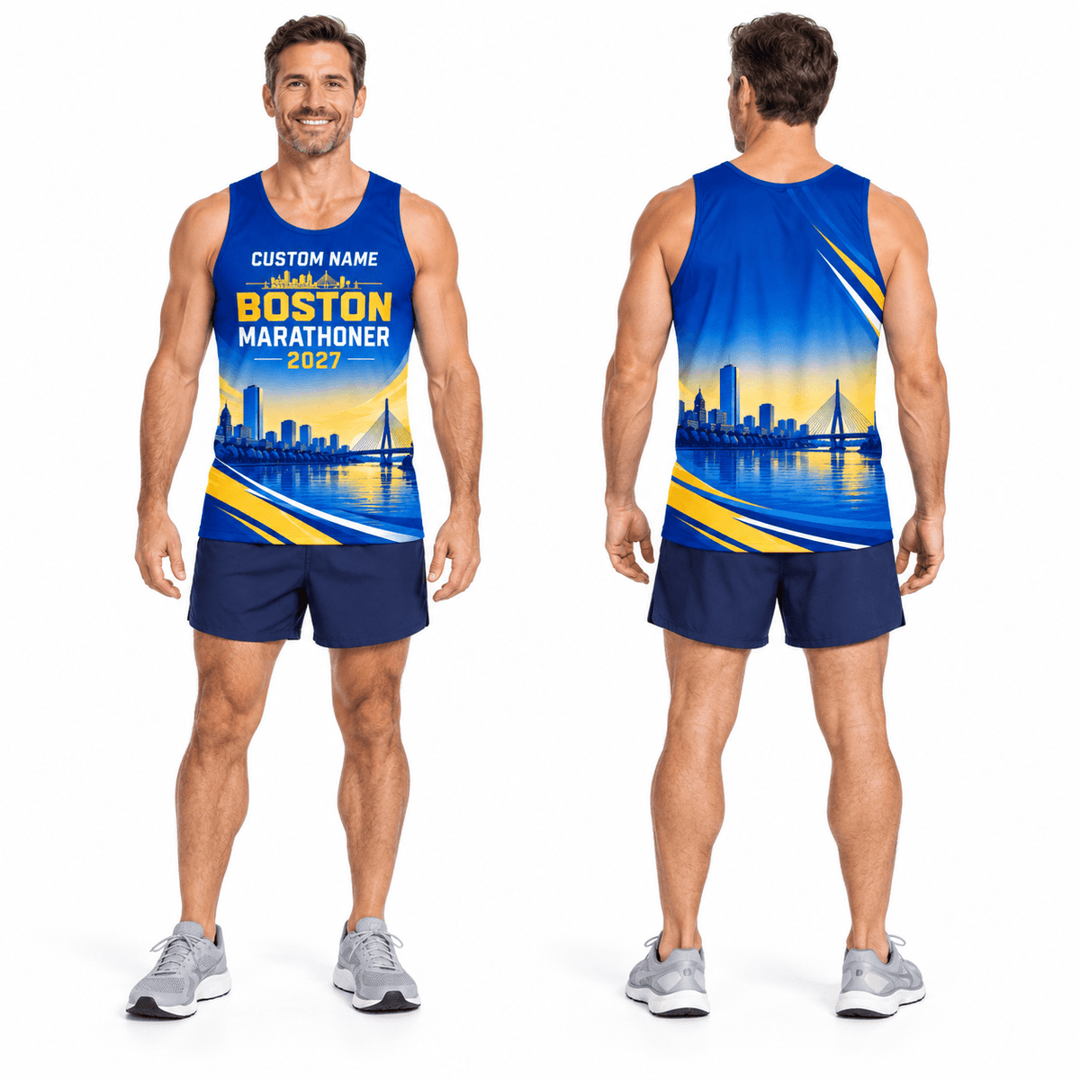 Add Name Boston Sunset 2027 Running Singlet Unisex Marathon Tank Top