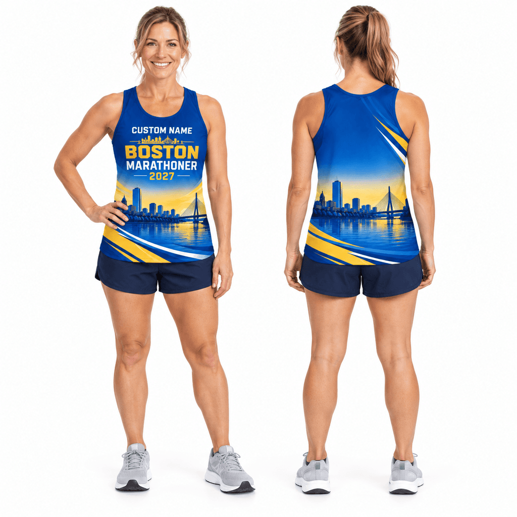 Add Name Boston Sunset 2027 Running Singlet Unisex Marathon Tank Top