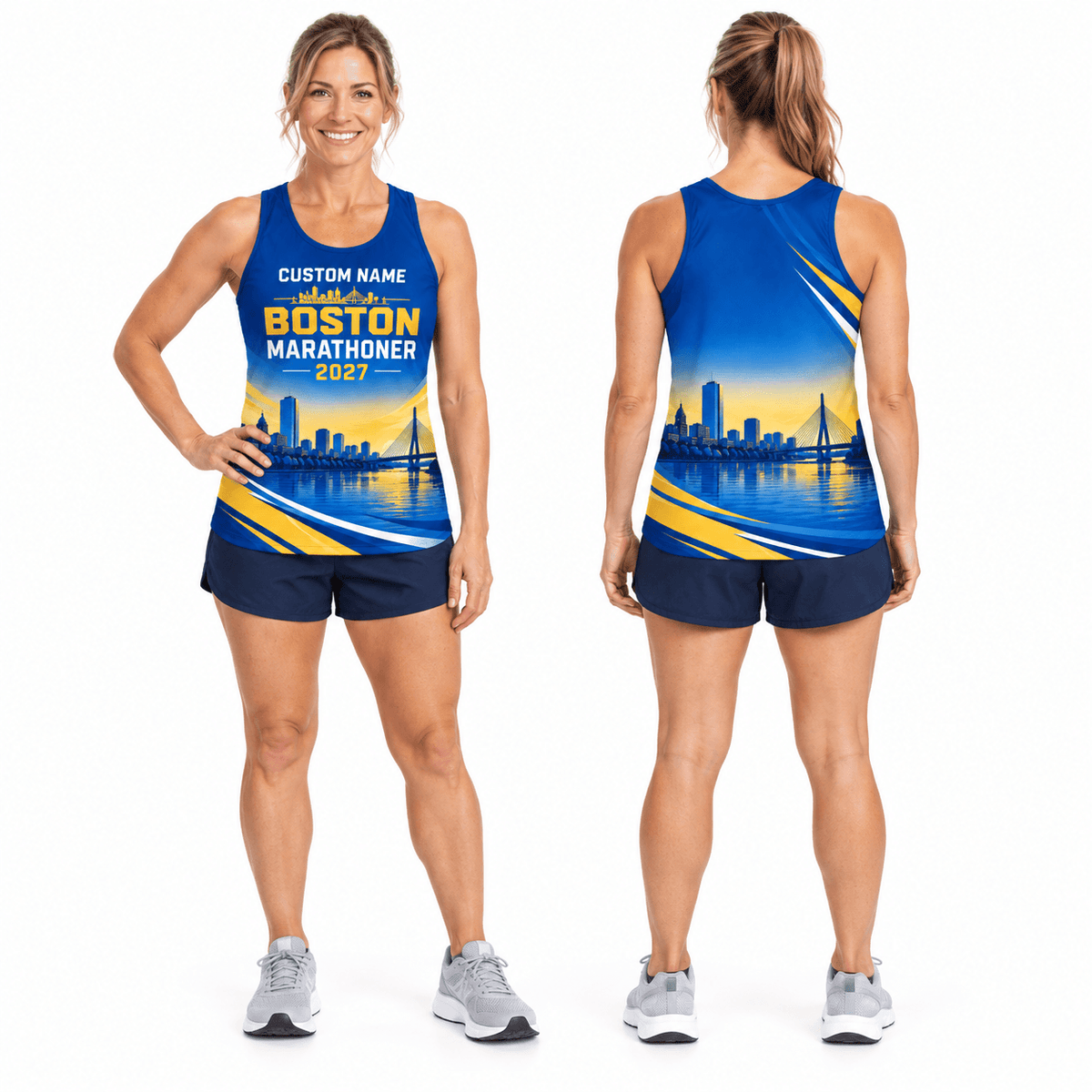 Add Name Boston Sunset 2027 Running Singlet Unisex Marathon Tank Top