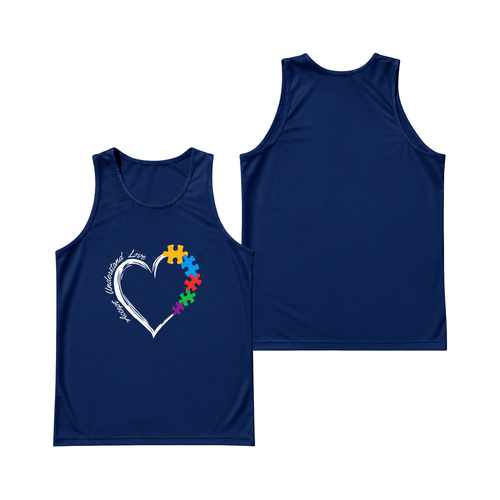 Autism Accept Understand Love Heart Running Singlet Unisex Tank Top