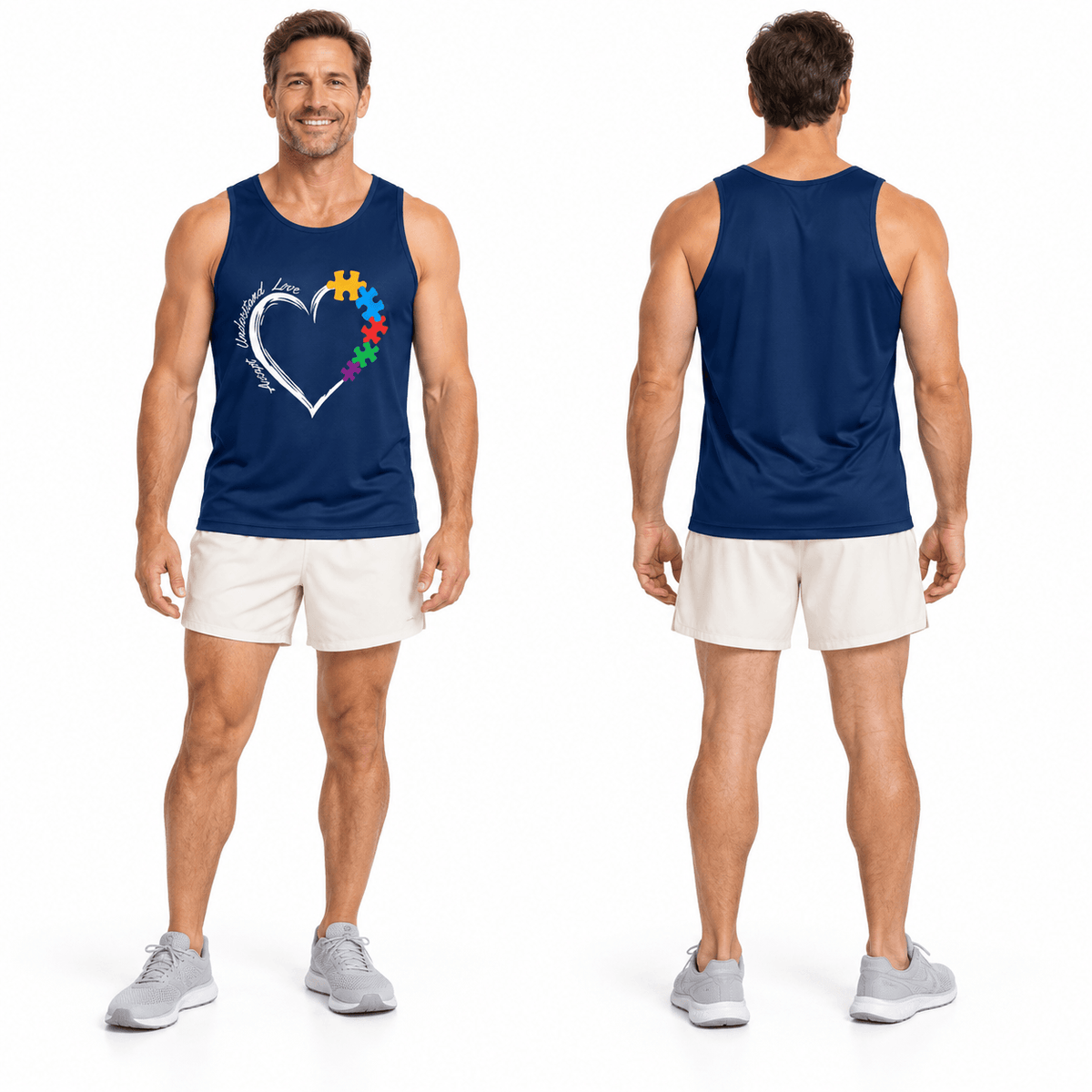 Autism Accept Understand Love Heart Running Singlet Unisex Tank Top