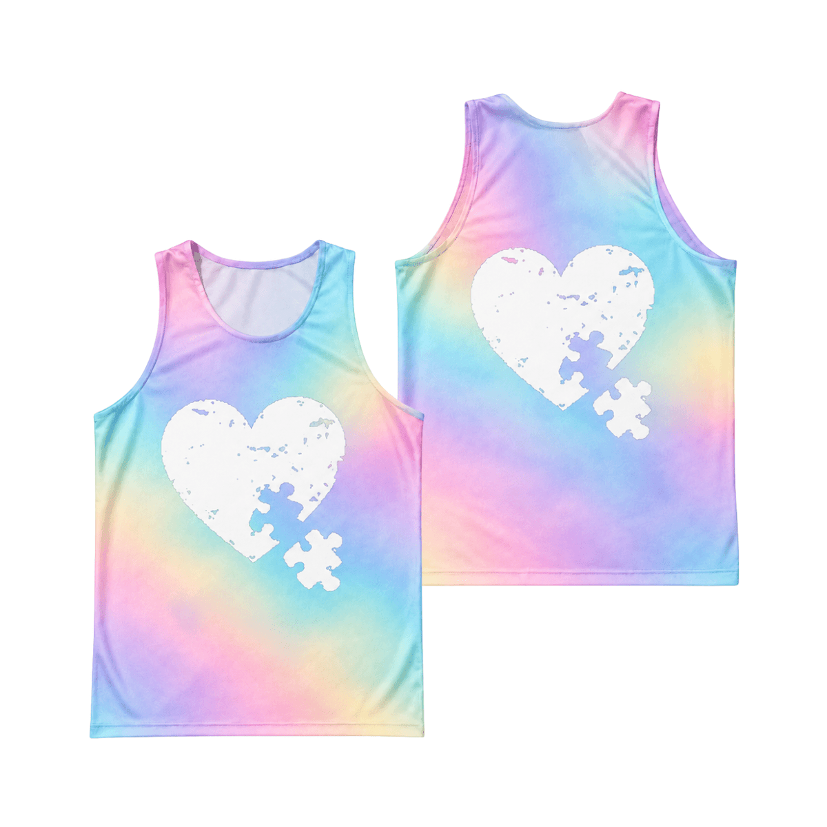 Autism Awareness Heart Puzzle Piece Running Singlet Unisex Tank Top