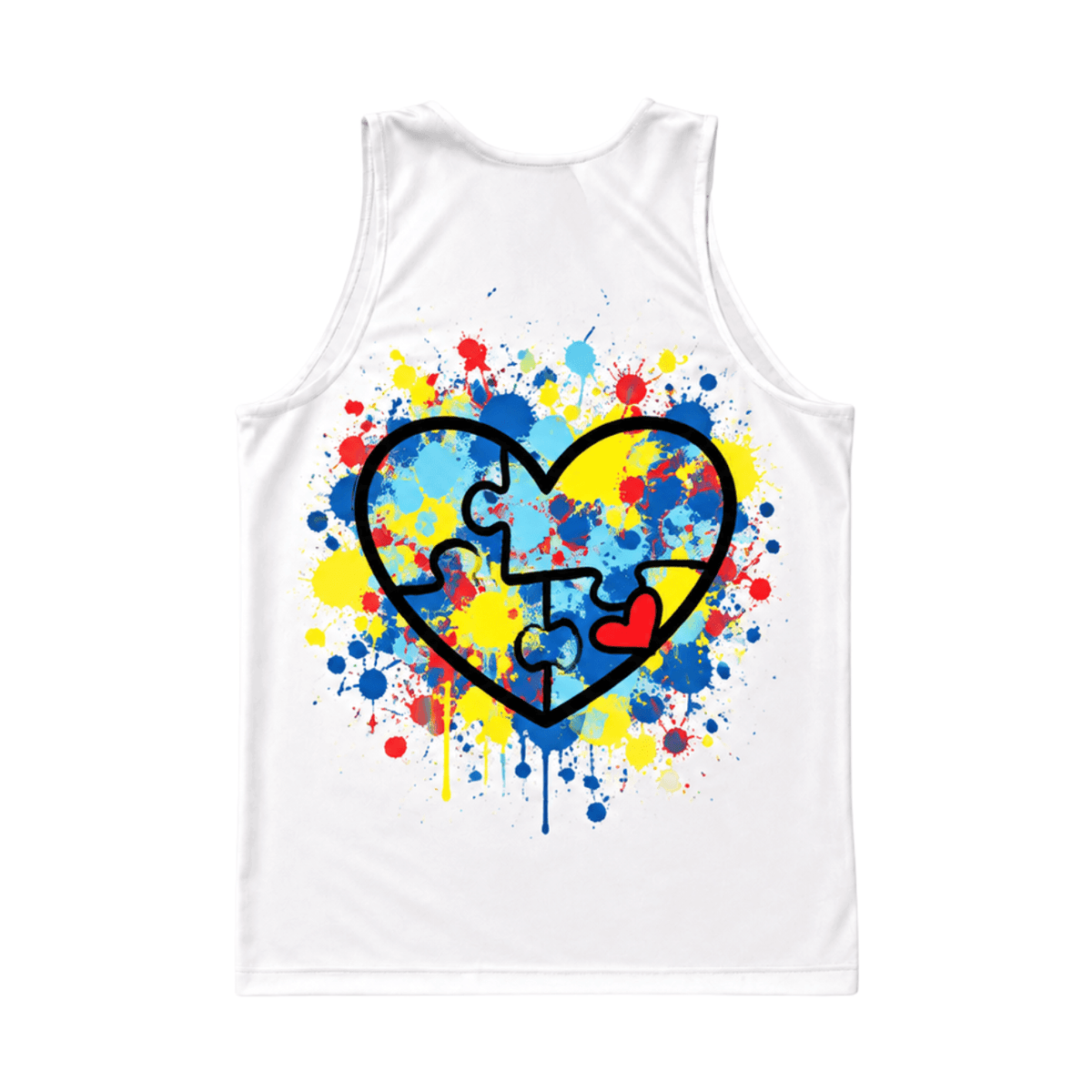 Autism Awareness Puzzle Heart Running Singlet Unisex Tank Top