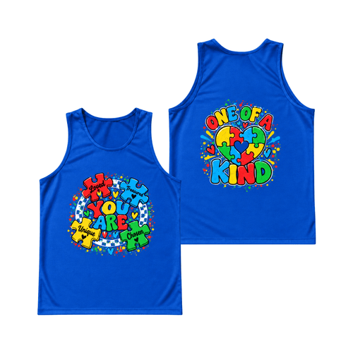 Autism One Of A Kind Puzzle Heart Running Singlet Unisex Tank Top