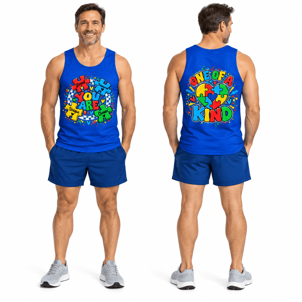 Autism One Of A Kind Puzzle Heart Running Singlet Unisex Tank Top