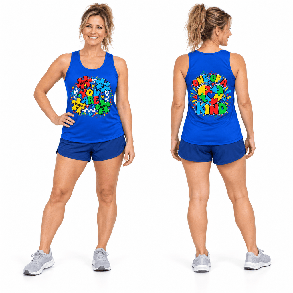 Autism One Of A Kind Puzzle Heart Running Singlet Unisex Tank Top