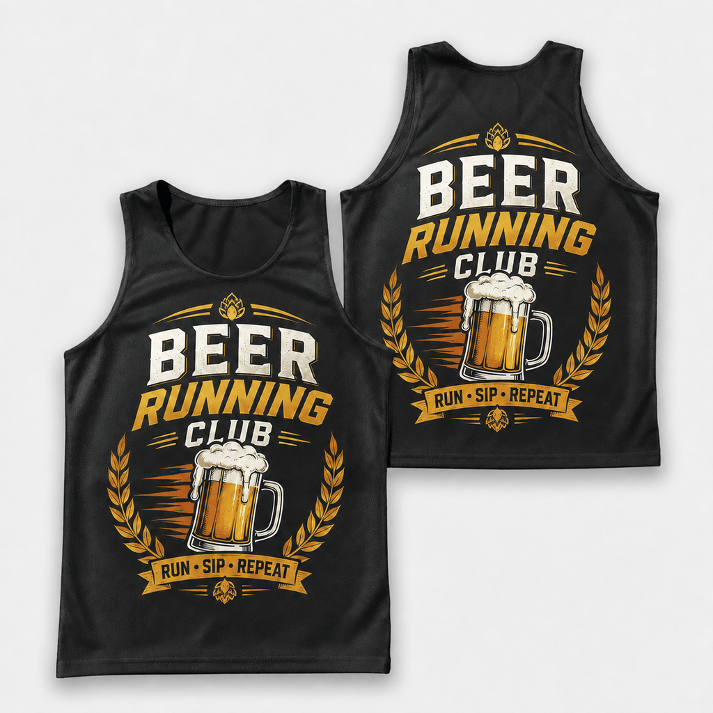 Beer Running Tank Top Run Sip Repeat Beer Club Running Singlet for Men and Women