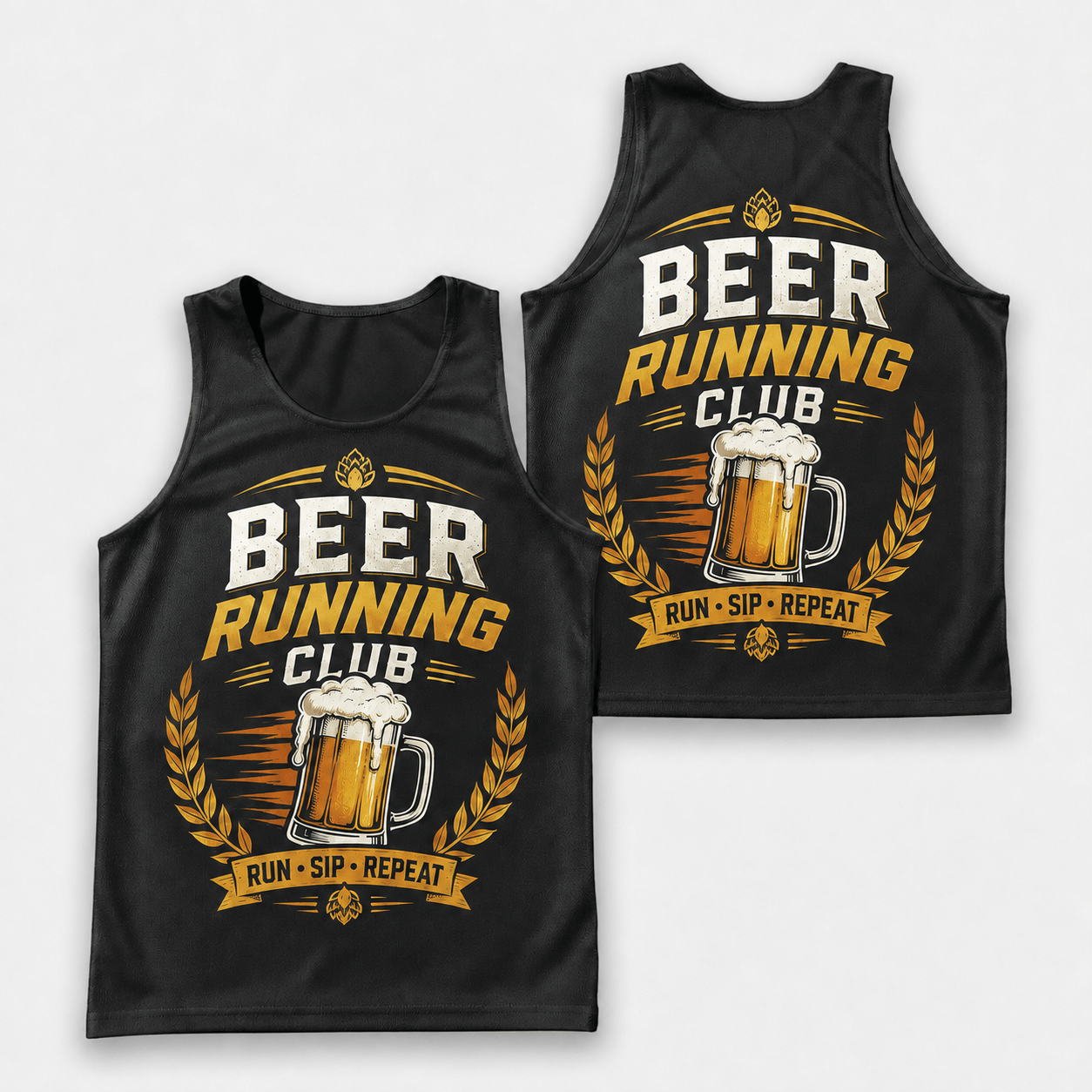 Beer Running Tank Top Run Sip Repeat Beer Club Running Singlet for Men and Women