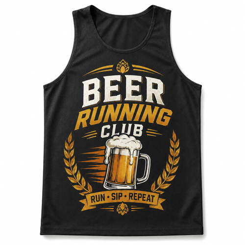 Beer Running Tank Top Run Sip Repeat Beer Club Running Singlet for Men and Women