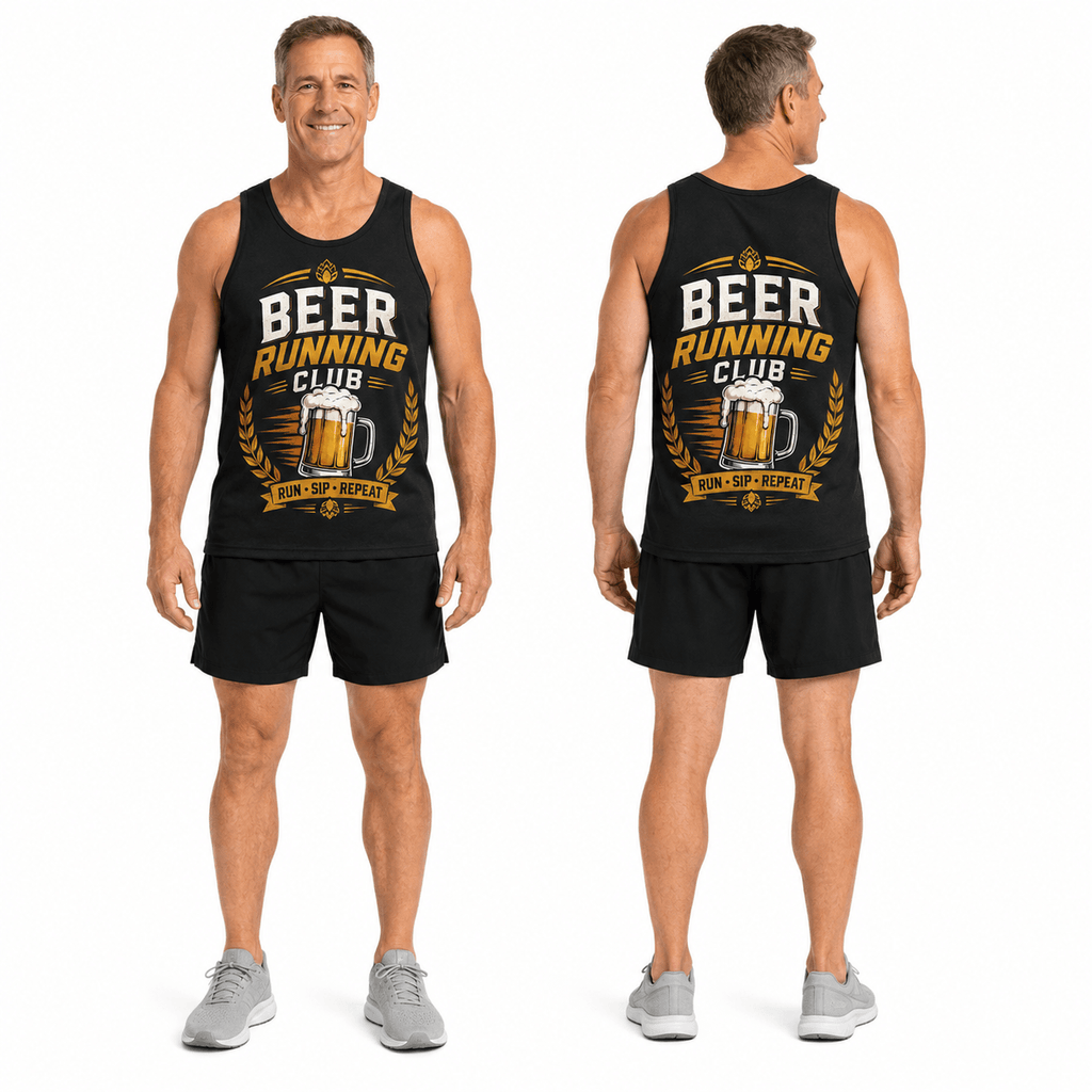 Beer Running Tank Top Run Sip Repeat Beer Club Running Singlet for Men and Women
