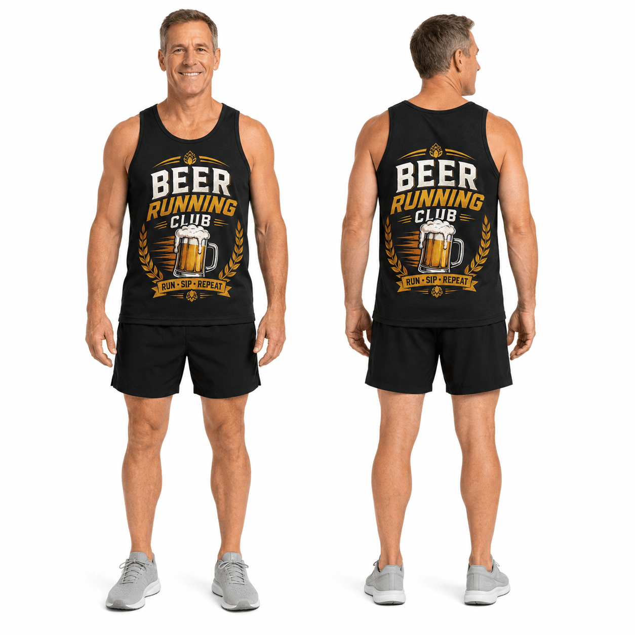 Beer Running Tank Top Run Sip Repeat Beer Club Running Singlet for Men and Women