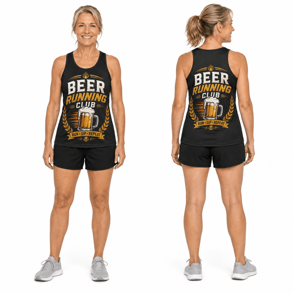 Beer Running Tank Top Run Sip Repeat Beer Club Running Singlet for Men and Women
