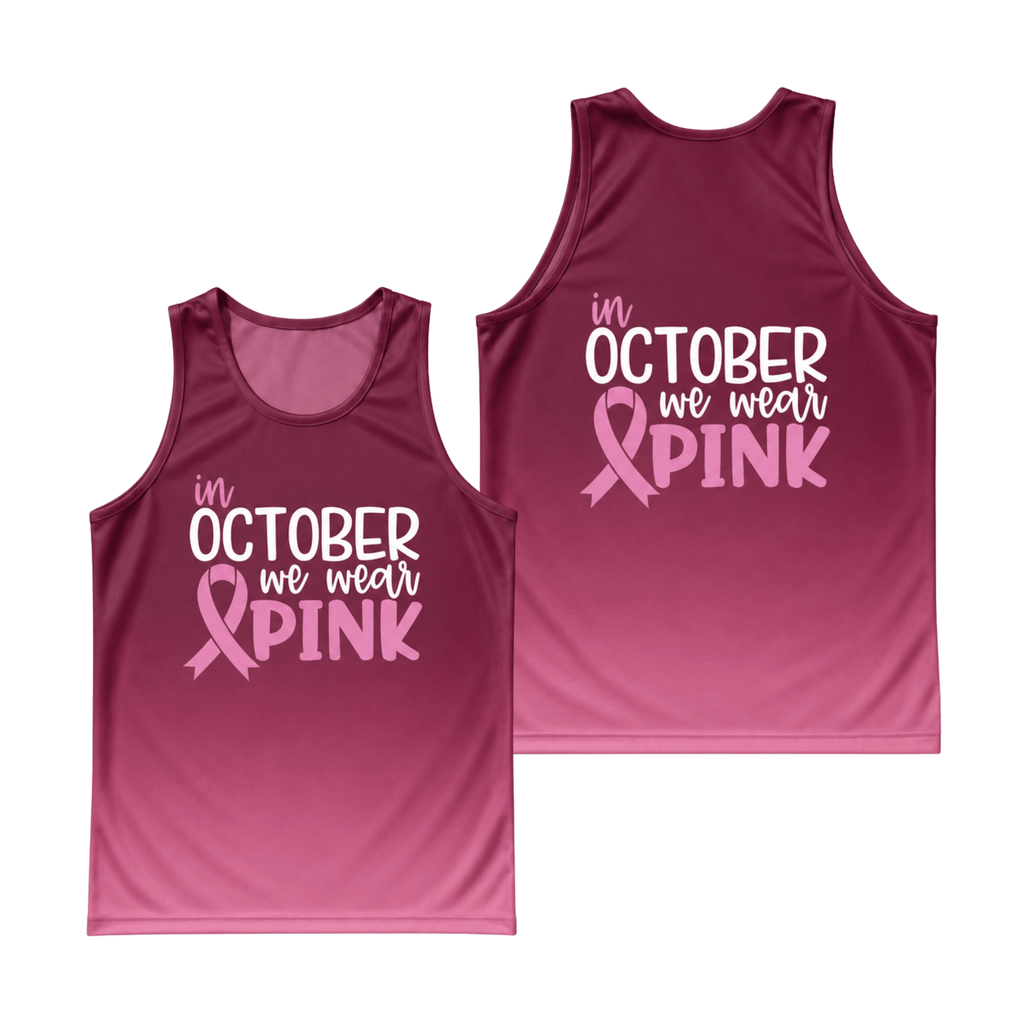 Breast Cancer Running Tank Top In October We Wear Pink Running Singlet for Men and Women