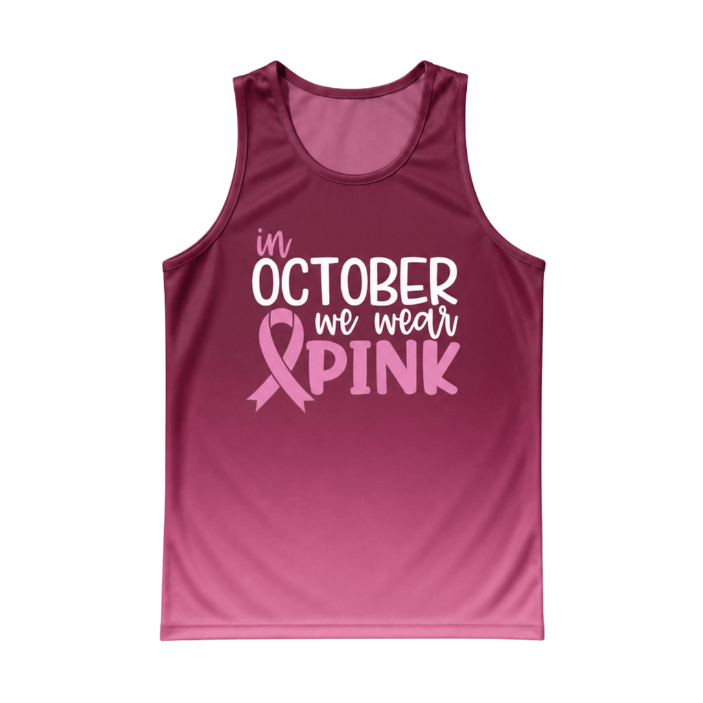 Breast Cancer Running Tank Top In October We Wear Pink Running Singlet for Men and Women