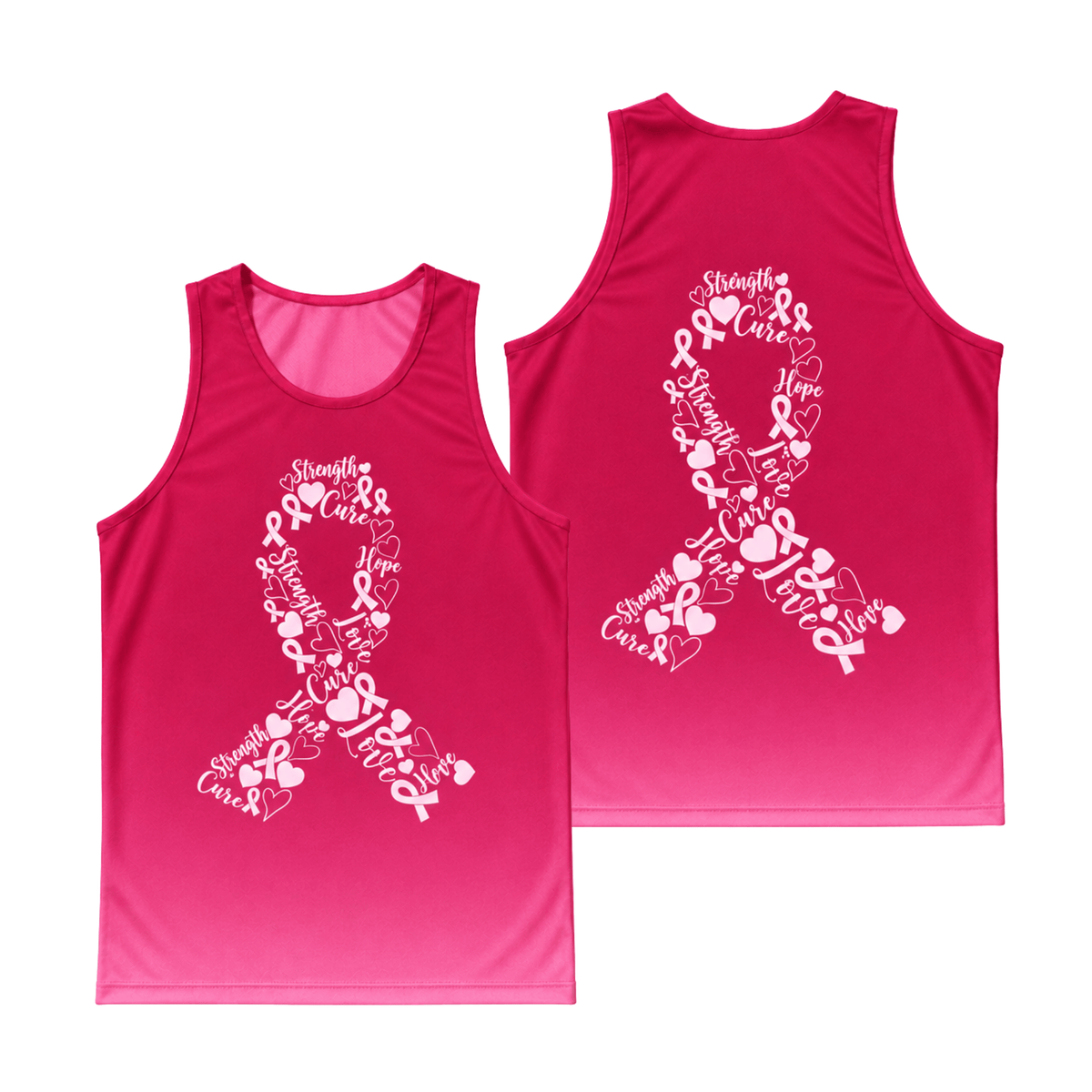 Breast Cancer Running Tank Top Ribbon of Strength Running Singlet for Men and Women