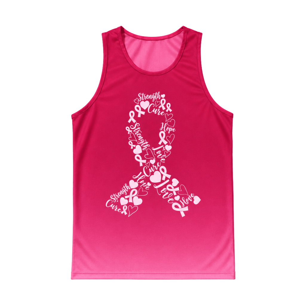 Breast Cancer Running Tank Top Ribbon of Strength Running Singlet for Men and Women