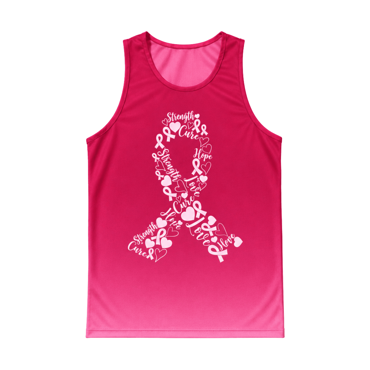 Breast Cancer Running Tank Top Ribbon of Strength Running Singlet for Men and Women