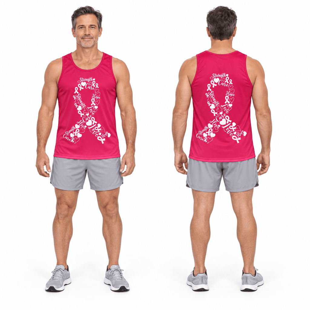 Breast Cancer Running Tank Top Ribbon of Strength Running Singlet for Men and Women