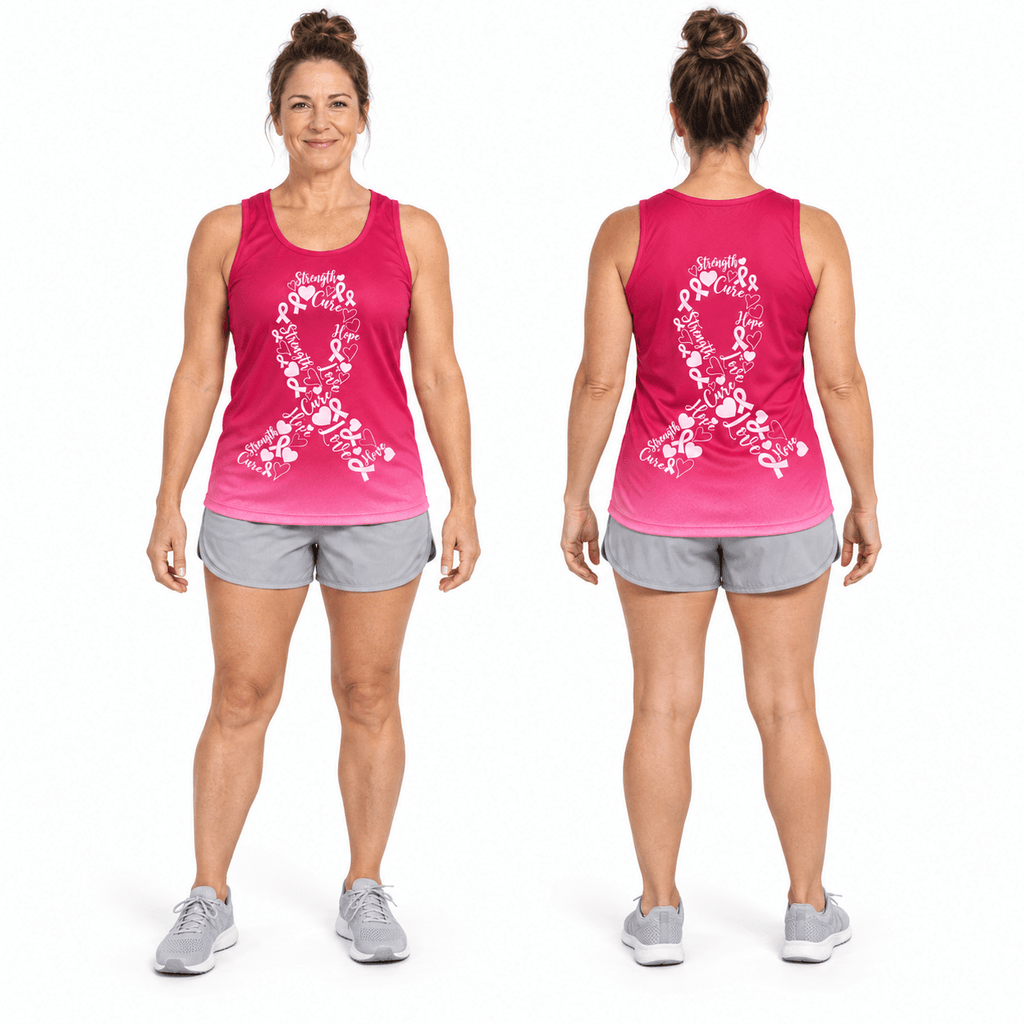 Breast Cancer Running Tank Top Ribbon of Strength Running Singlet for Men and Women