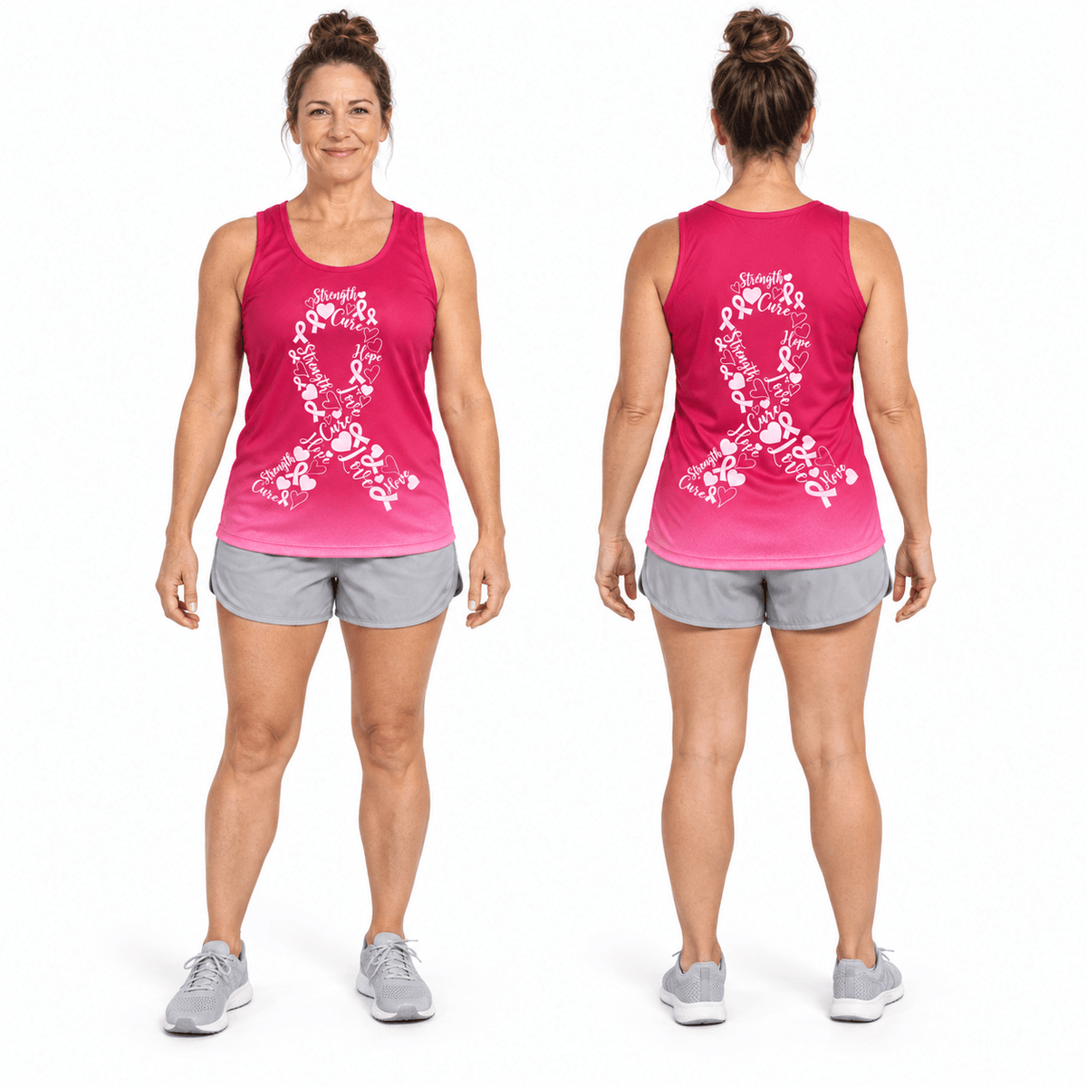 Breast Cancer Running Tank Top Ribbon of Strength Running Singlet for Men and Women