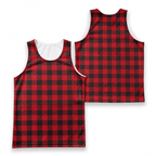 Buffalo Plaid Running Tank Top Red and Black Checkered Pattern Running Singlet for Men and Women