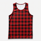 Buffalo Plaid Running Tank Top Red and Black Checkered Pattern Running Singlet for Men and Women