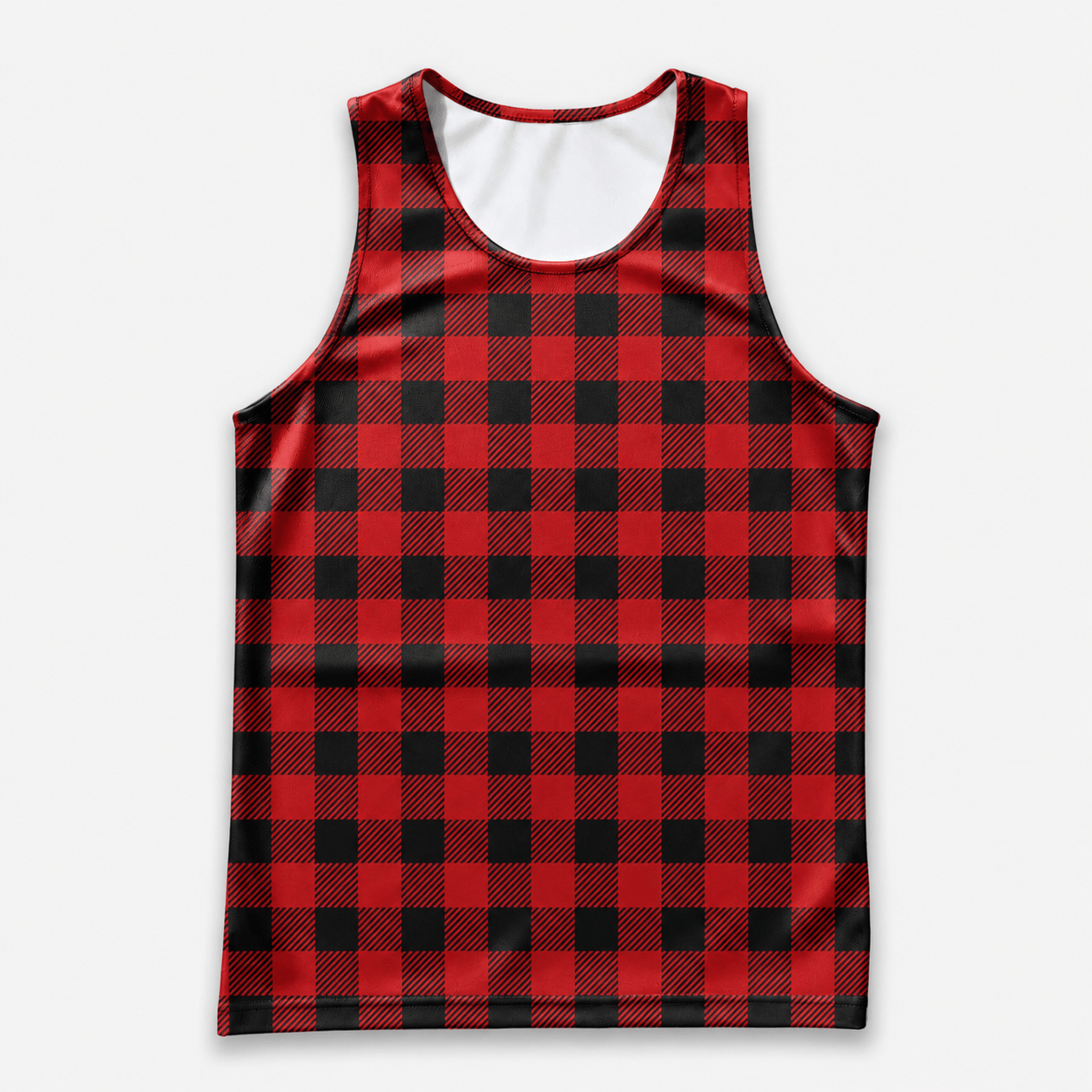 Buffalo Plaid Running Tank Top Red and Black Checkered Pattern Running Singlet for Men and Women