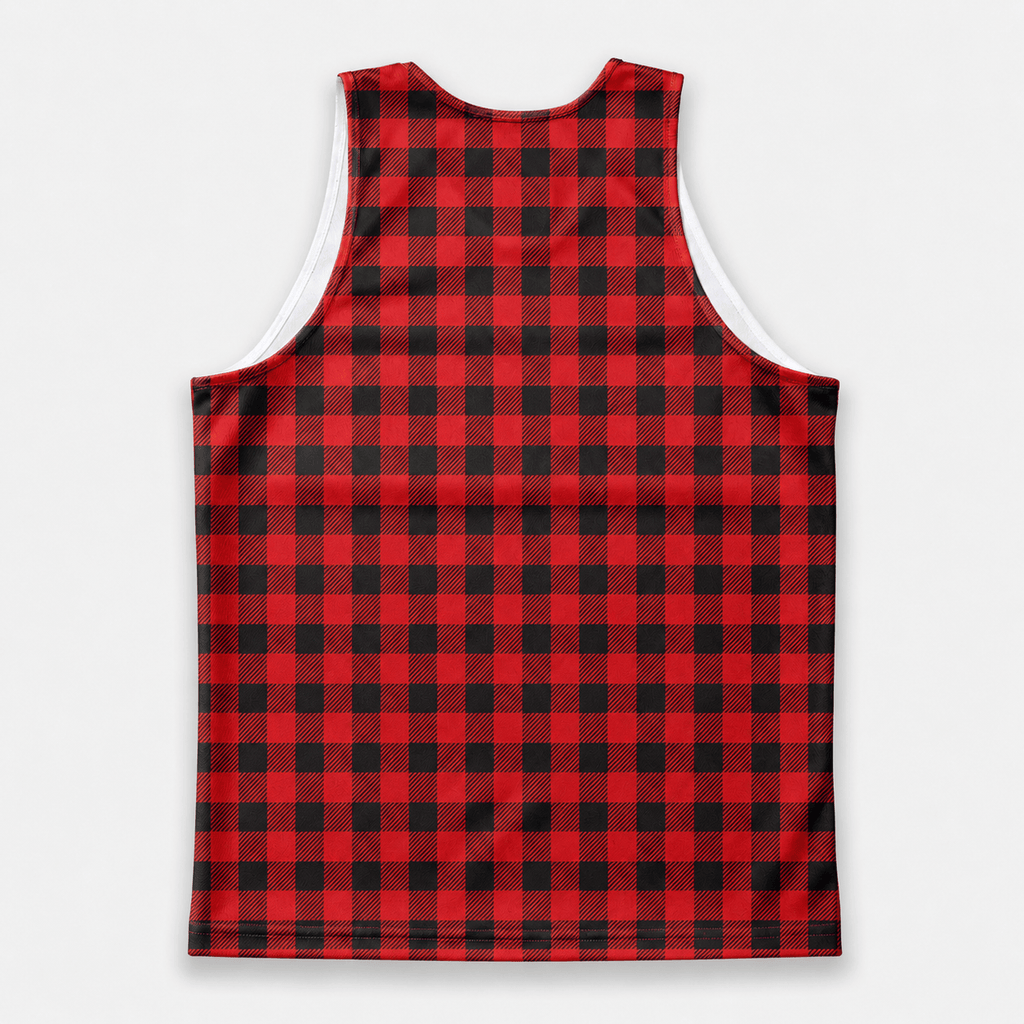 Buffalo Plaid Running Tank Top Red and Black Checkered Pattern Running Singlet for Men and Women