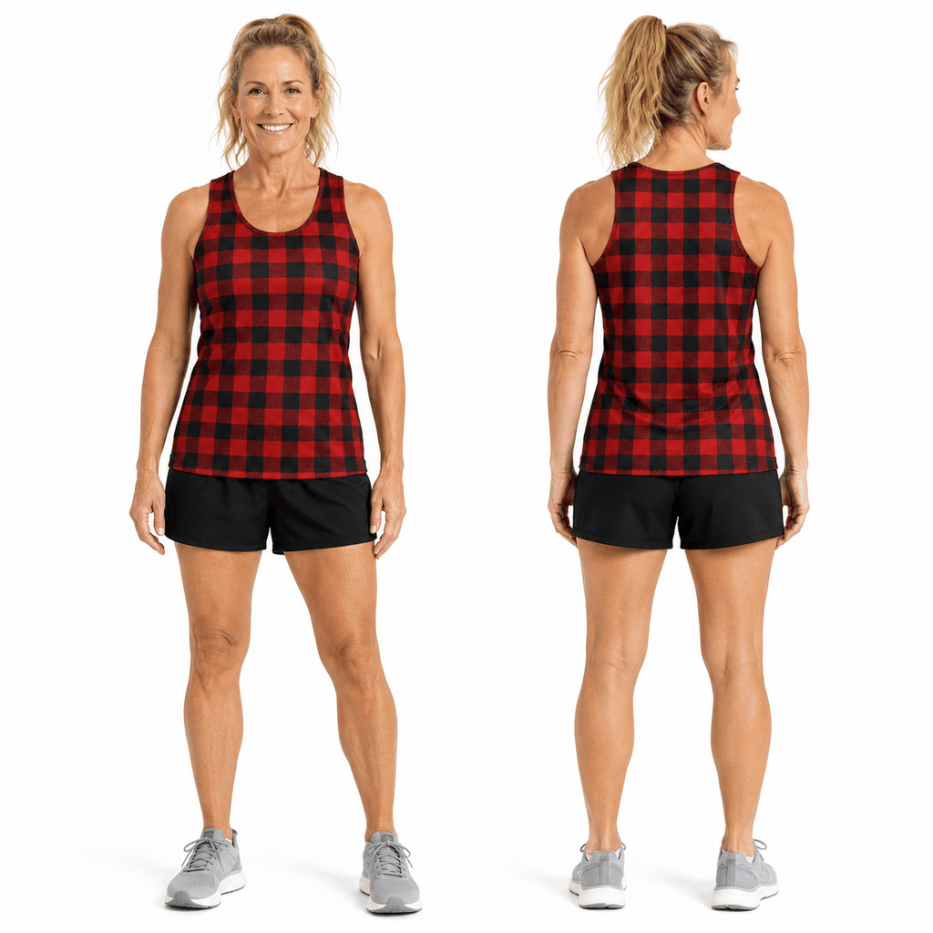 Buffalo Plaid Running Tank Top Red and Black Checkered Pattern Running Singlet for Men and Women